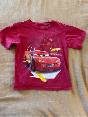 Disney Lightning McQueen Red Graphic Tee with Yellow Accents